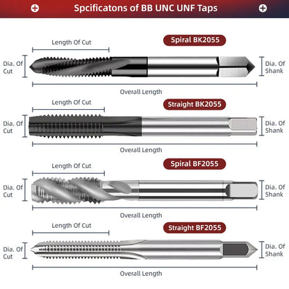 BB Machine Taps UNC UNF Inch Pitch CNC Hole Thread Tool Carbide Coated for Aluminum Steel