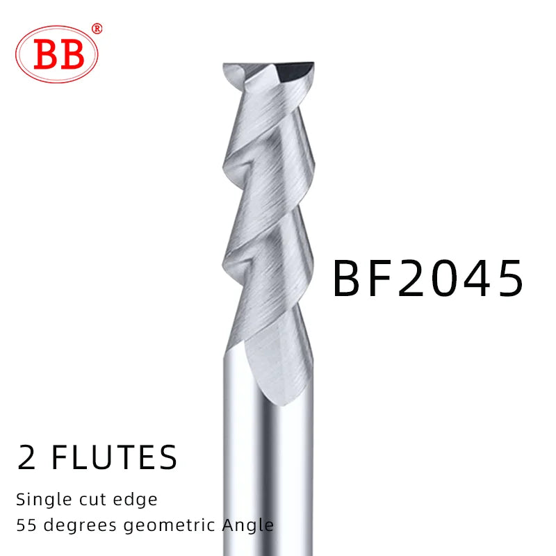 BB 2 Flutes Spiral End Mill CNC Machining Engraving Cutter Carbide Router Bit for Wood Aluminum Copper 0.1mm-20mm DIY Tool