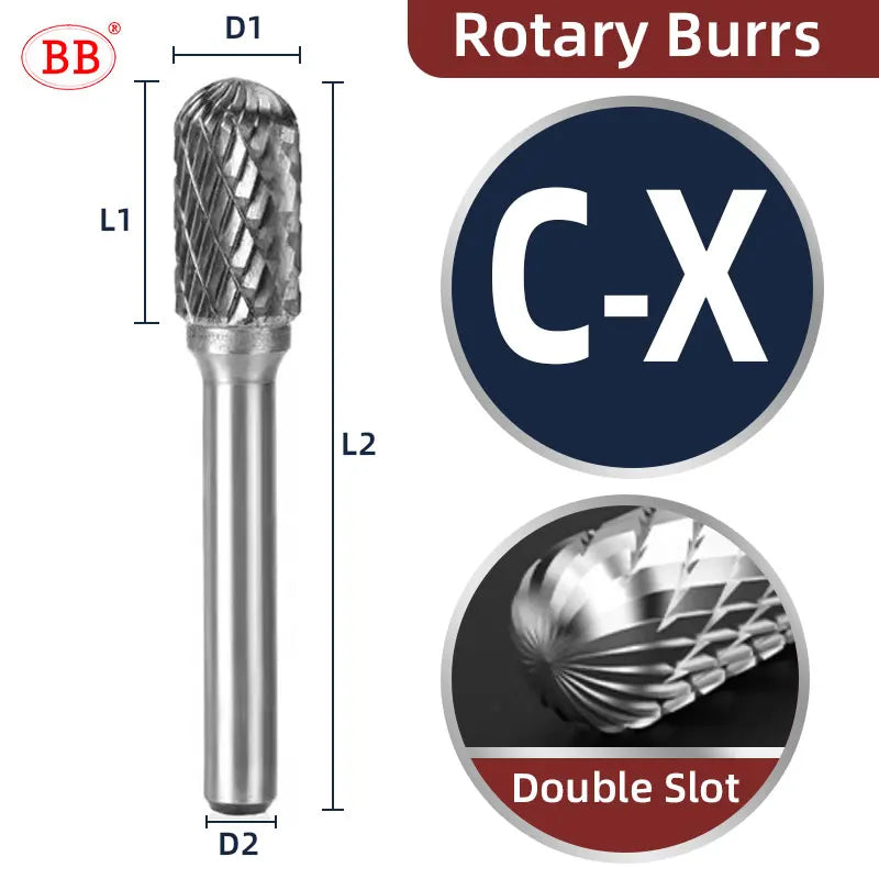 BB Rotary Files Carbide Burrs Deburring Milling Tool M Type 6mm 8mm 10mm Shank Grinder for Metal