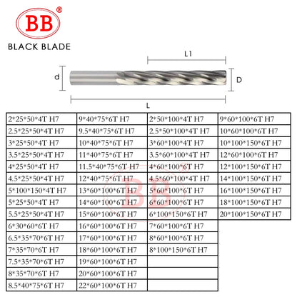 BB Carbide Reamer (3.01~3.99mm) Spiral Flute-BF2045