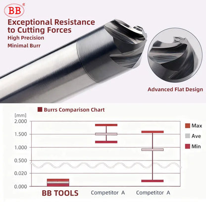 BB Chamfer Cutter Spiral Flute Carbide End Mill 30 40 60 90 120 Degree Steel Aluminum