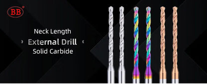 BB Micro Drill Bits – Long Flute | OAL 50–75mm | Shank Ø4mm | Ø1.0–2.95mm | Carbide