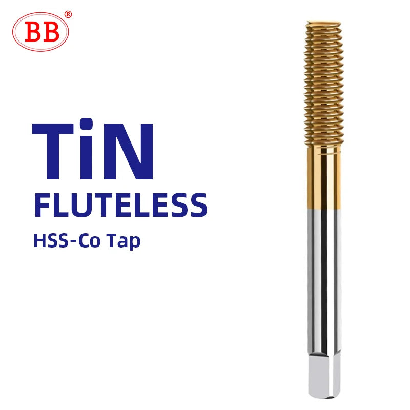 BB Fluteless Tap HSS TiN Coated M35 Co5 CNC Machine Thread Tool for Metal