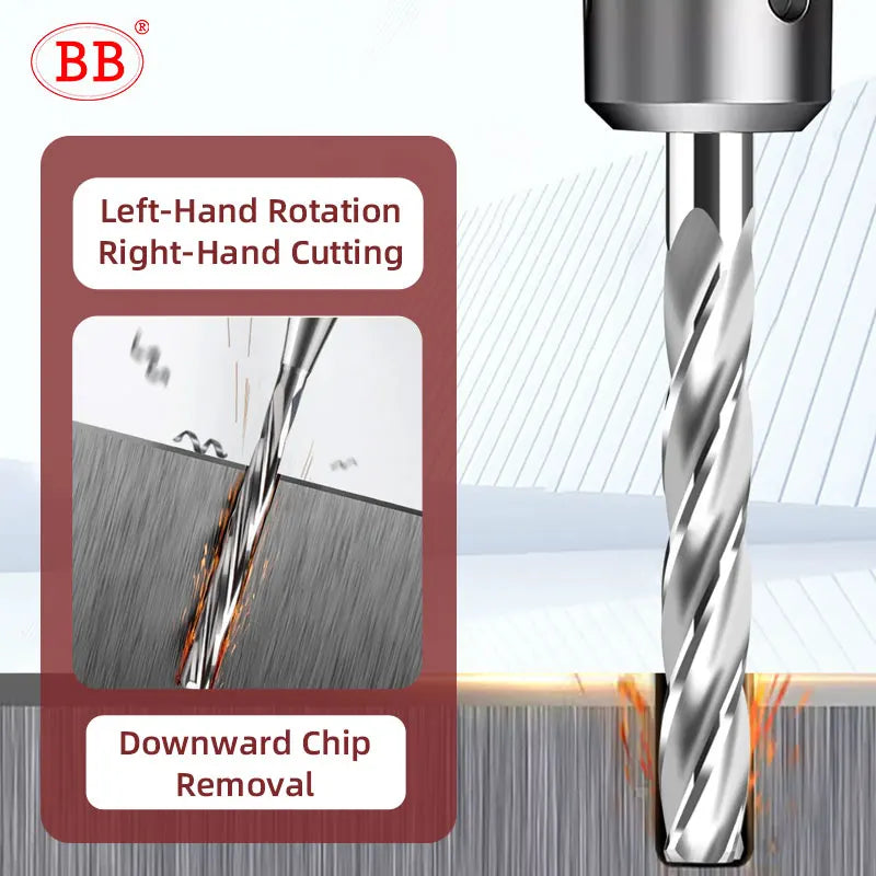 BB Left Hand 1-12mm H7 Carbide Spiral Flute PRO External Cooling Small BF2055