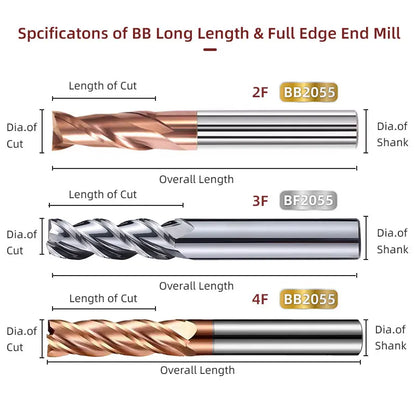 BB Long Length 75mm 100mm 120mm 150mm 200mm 250mm D6 Shank 6mm 4mm Diameter 6mm 8mm 10mm 12mm End Mill