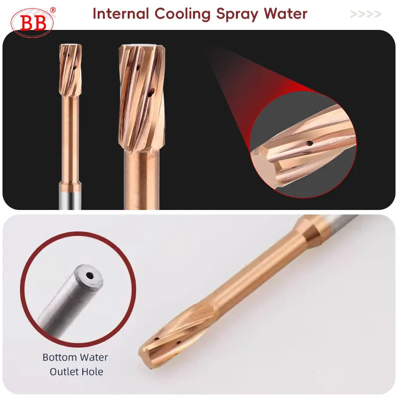 BB Carbide Reamer Internal Cooling Coated Tungsten Steel Spiral Flute H7 CNC Machine Hole Drilling Tool for Metal Steel Alloy