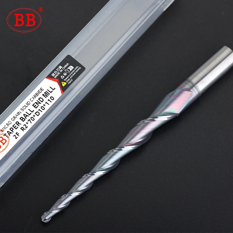 BB Taper Ball Nose End Mill Solid Carbide Engraving Router Bit Relief Wood Metal CNC Milling Cutter Coated 3.175mm 4mm 8mm 10mm