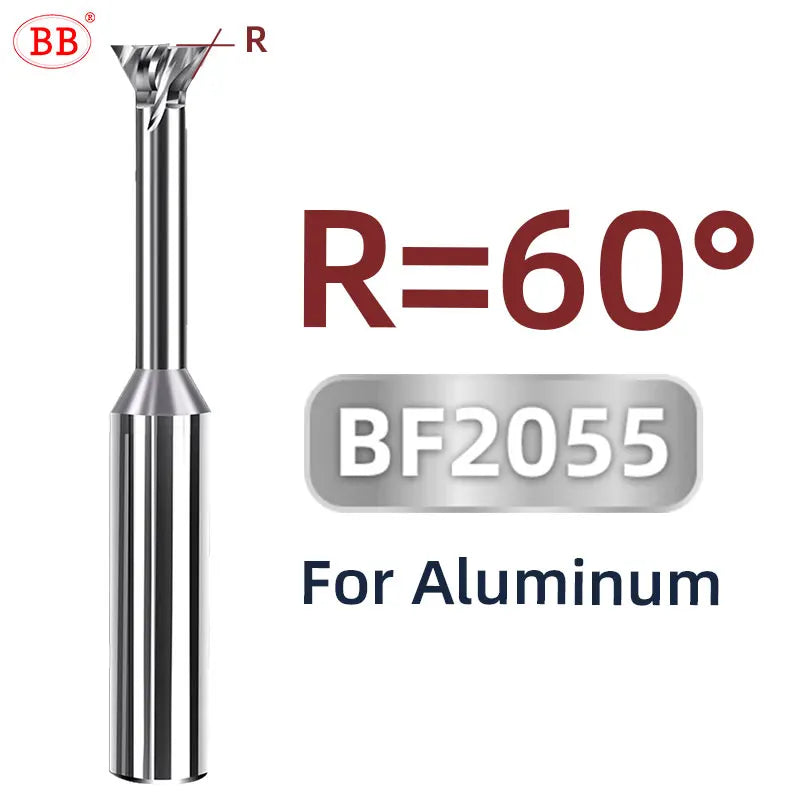 BB Carbide Dovetail Mill Cutter Spiral Flute CNC Slot Long Cutting Length Tool Diameter 1mm-20mm