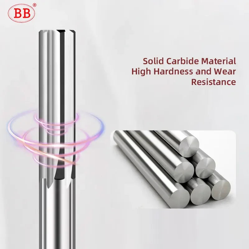 BB Machine Reamer 2.91mm~7.42mm Straight Flute Solid Carbide Uncoated Tolerance Chucking Metal Cutter CNC for Aluminum