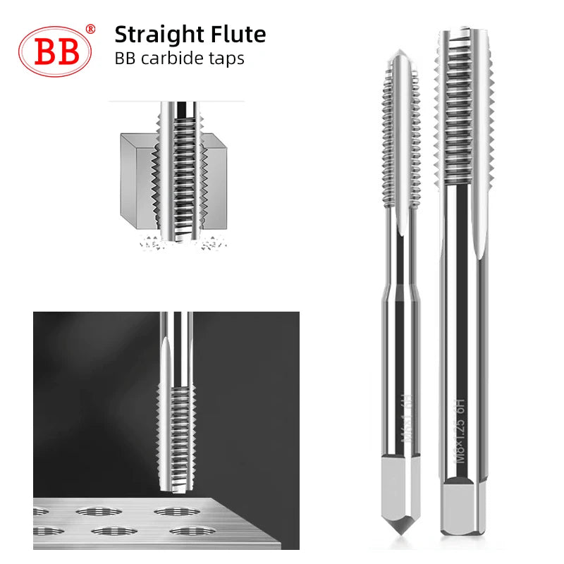 BB CNC Carbide Tap Spiral Straight Flute Fluteless Machine Thread Forming Coated Hardness M2 M3 M4 M5 M6 Metal Tool 1PCS