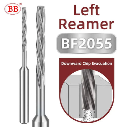 BB Carbide Left-Hand Spiral Flute Reamer | PRO Series BF2055 | Ø2.23–3.95mm External Cooling
