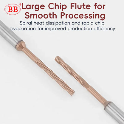 BB Machine Reamer Left Hand Micro Carbide Spiral Flute Coated PRO CNC External Cooling Aluminum Small Hole Making 2.23mm-3.95mm