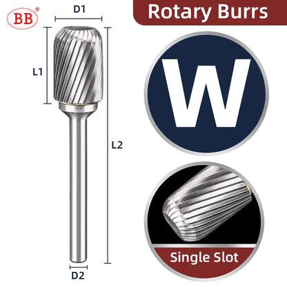 BB Rotary Files Carbide Burrs Deburring Milling Tool M Type 6mm 8mm 10mm Shank Grinder for Metal