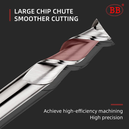 BB 2 Flutes Spiral End Mill CNC Machining Engraving Cutter Carbide Router Bit for Wood Aluminum Copper 0.1mm-20mm DIY Tool