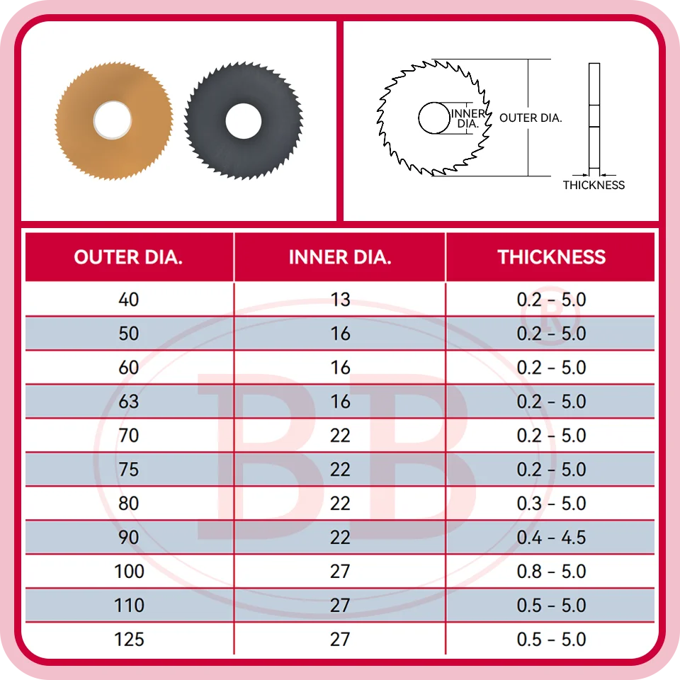 Saw Blade Mill HSS Co TiN Circular Cutting Tool CNC Slot Machining Slitting Steel Diameter 40 50 60mm for Metal Steel Pipe