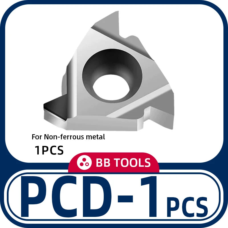 BB Carbide Threading Insert 16ER 16IR 11IR AG55 AG60 External Internal Indexable Lath Turning Cutter Steel Aluminum CBN PCD