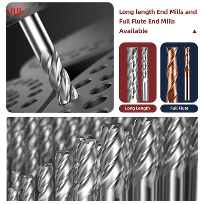 BB Long Length 75mm 100mm 120mm 150mm 200mm 250mm D6 Shank 6mm 4mm Diameter 6mm 8mm 10mm 12mm End Mill