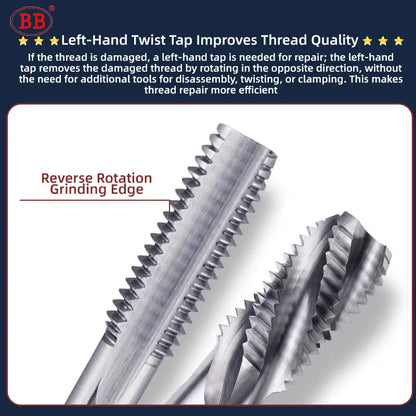 BB Left Tap Machine Thread Tool Spiral Straight Flute TiN HSS M2-M20 for Metal