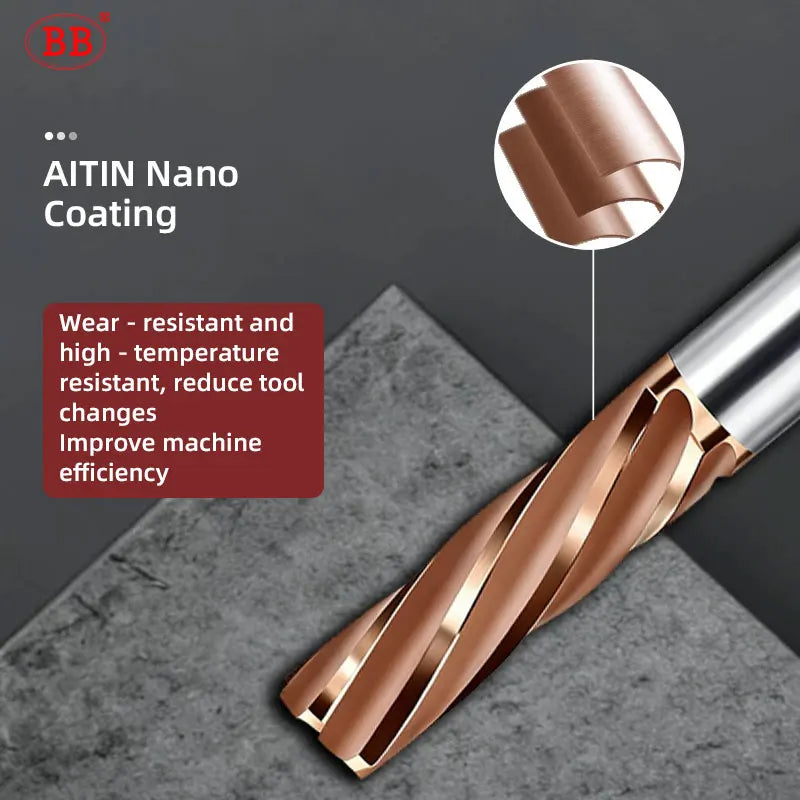 BB Reamer 9.27-10.99mm Carbide Spiral Flute Pro External Cooling Coated CNC Machine for Metal Steel BB2055