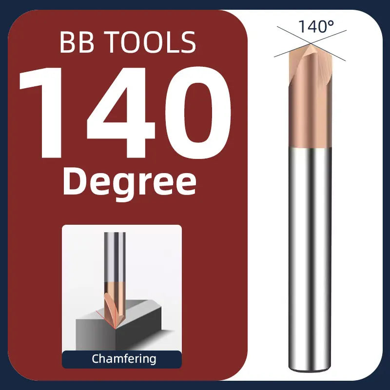 BB Chamfer End Mill CNC V Cutter Tip Angle 30 40 45 50 70 100 110 130 140 150 Degree for Metal Seel Aluminum