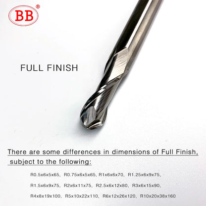 BB HSS Ball Nose End Mill 2 Flute 4 Flute with Straight Shank Radius 0.5 to R16 Milling Cutter CNC Metal Machining Tool