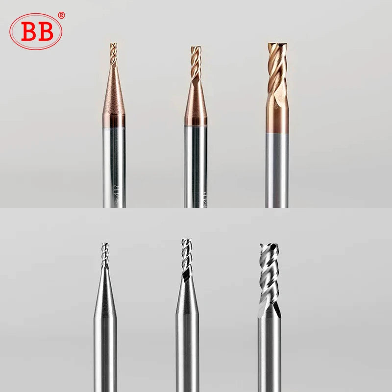 BB 3mm Shank Diameter Ball Nose & Flat End Mill Small Carbide Cutter CNC Machining