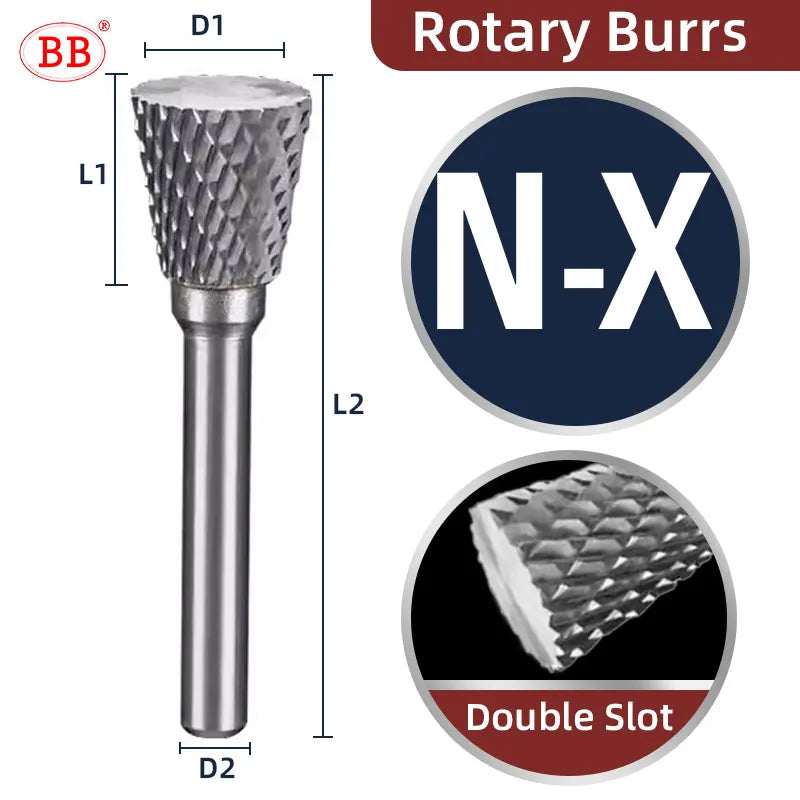 BB Rotary Files Carbide Burrs Deburring Milling Tool M Type 6mm 8mm 10mm Shank Grinder for Metal