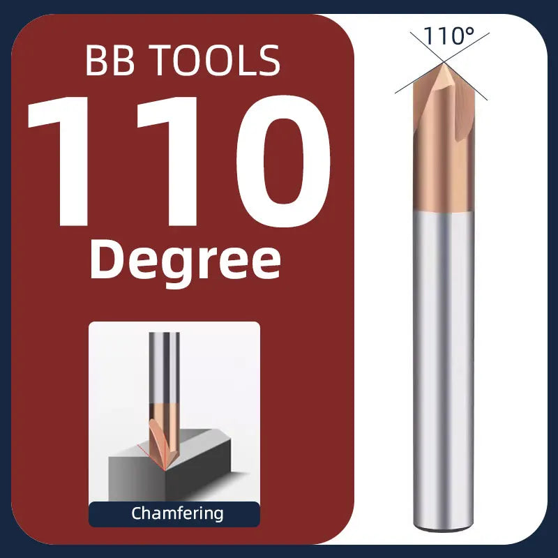 BB Chamfer End Mill CNC V Cutter Tip Angle 30 40 45 50 70 100 110 130 140 150 Degree for Metal Seel Aluminum