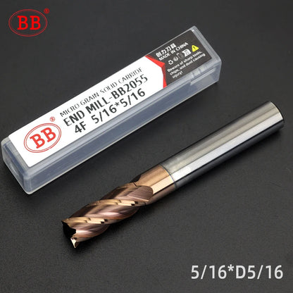 BB 1/8 3/16 1/4 5/16 3/8 1/2 5/8 Imperial Inch End Mill Carbide CNC Milling Cutter Tool 2 3 4 Flute 3.175 12.7 Metal Steel