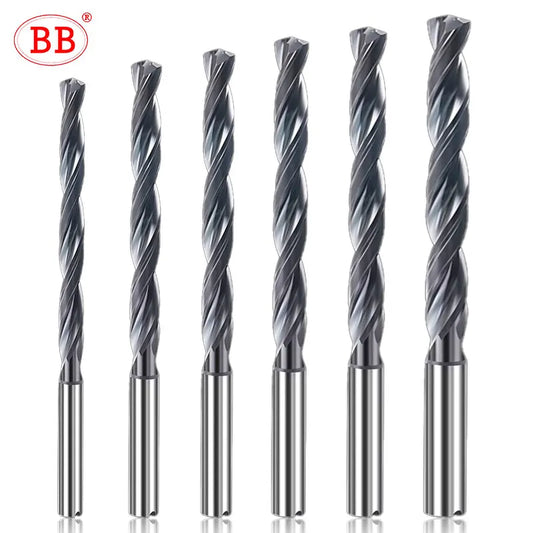 BB Carbide Drill 8xD CNC Long Deep Hole Machining Coated Flute Internal Coolant for Steel Metal Tool Diameter 3-16mm