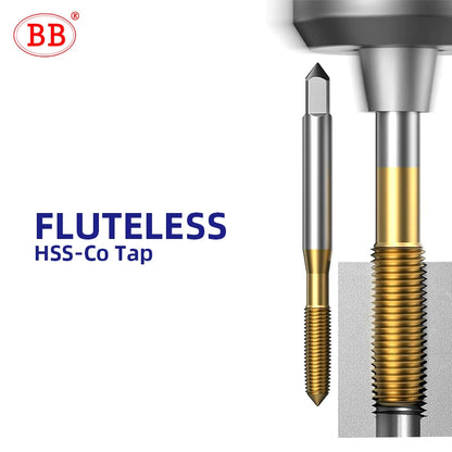 BB Fluteless Tap HSS TiN Coated M35 Co5 CNC Machine Thread Tool for Metal