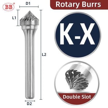 BB Rotary Files Carbide Burrs Deburring Milling Tool M Type 6mm 8mm 10mm Shank Grinder for Metal