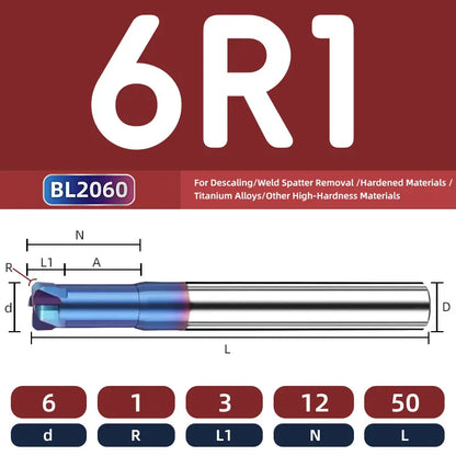 BB Corner Radius End Mill Short Cutting Carbide BL2060 for Steel Iron