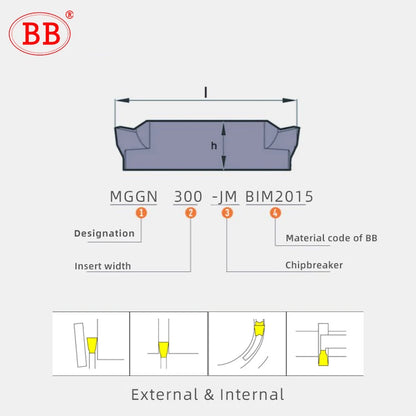 BB MGGN Grooving Insert Tool Lathe Cutter Carbide Parting for External Internal Turing MGGN150 MGGN200 MGGN300 MGGN400