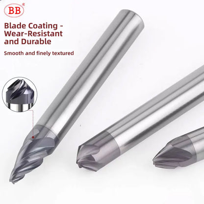 BB Chamfer Cutter Spiral Flute Carbide End Mill 30 40 60 90 120 Degree Steel Aluminum