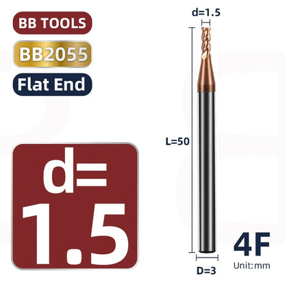 BB 3mm Shank Diameter Ball Nose & Flat End Mill Small Carbide Cutter CNC Machining