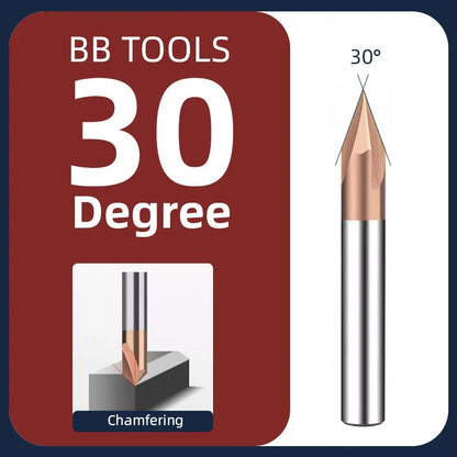 BB Chamfer End Mill CNC V Cutter Tip Angle 30 40 45 50 70 100 110 130 140 150 Degree for Metal Seel Aluminum
