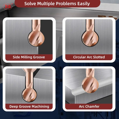 BB Ball T Shape Cutter Undercutting 3D Arc Ball Nose Tool R2 R3 R4 R5 R6 Wood Plastic Metal BC2055 BB2055