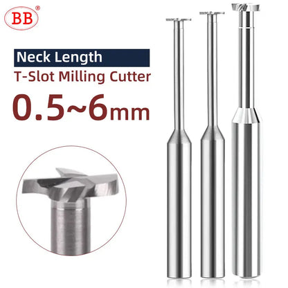 BB Extend Carbide T Slot Milling Cutter Long Neck End Mill CNC Groove Machining Tool for Metal Aluminum Steel 3mm-20mm