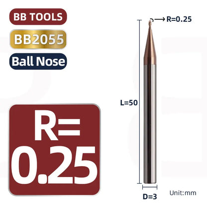 BB 3mm Shank Diameter Ball Nose & Flat End Mill Small Carbide Cutter CNC Machining