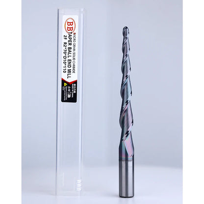 BB Taper Ball Nose End Mill Solid Carbide Engraving Router Bit Relief Wood Metal CNC Milling Cutter Coated 3.175mm 4mm 8mm 10mm
