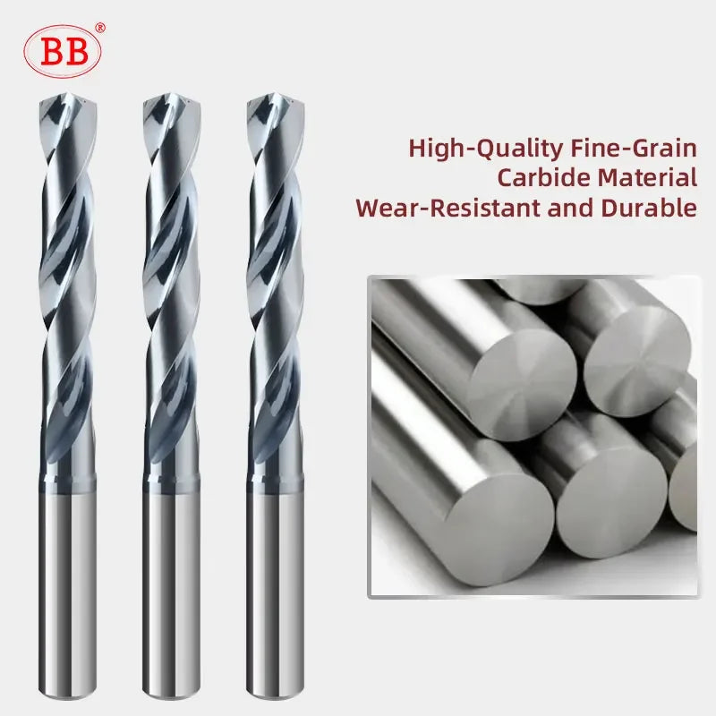 BB 3xD Pro Drill Bit Internal Cooling Carbide CNC Hole Drilling Tool Efficient SUS Stainless Steel Alloy Diameter 1mm to 20mm