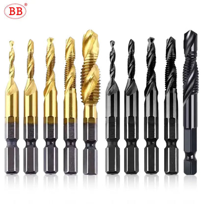 BB Tap Drill Bit Combination TiN HSS Carbide ISO H2 Metric Machine Hand Thread Drilling Tool Hex Square Shank Set for Metal Wood