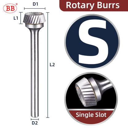 BB Rotary Files Carbide Burrs Deburring Milling Tool M Type 12mm 14mm 16mm Shank Grinder for Metal