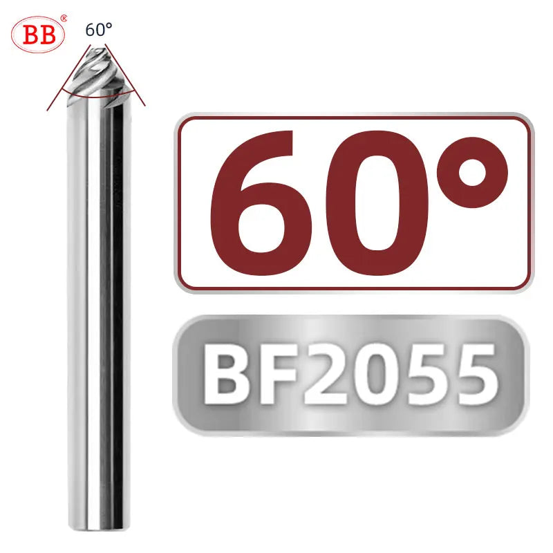 BB Chamfer Cutter Spiral Flute Carbide End Mill 30 40 60 90 120 Degree Steel Aluminum