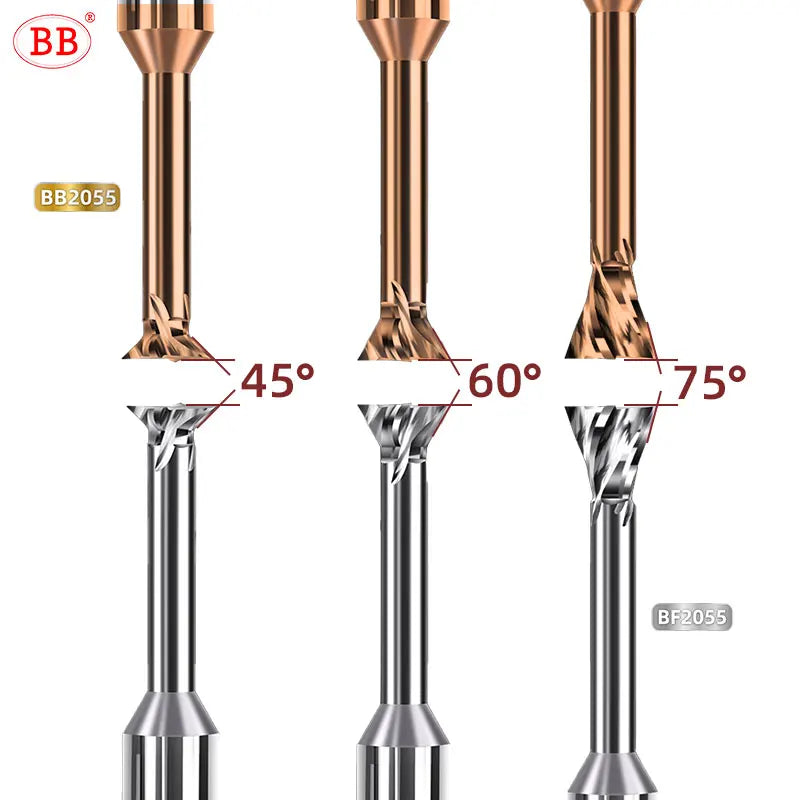 BB Carbide Dovetail Mill Cutter Spiral Flute CNC Slot Long Cutting Length Tool Diameter 1mm-20mm