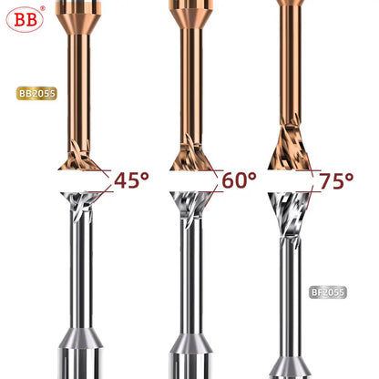 BB Carbide Dovetail Mill Cutter Spiral Flute CNC Slot Long Cutting Length Tool Diameter 1mm-20mm