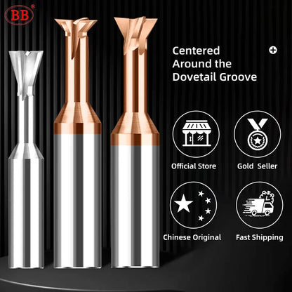 BB Carbide Dovetail Mill Cutter Spiral Flute CNC Slot Long Cutting Length Tool Diameter 1mm-20mm