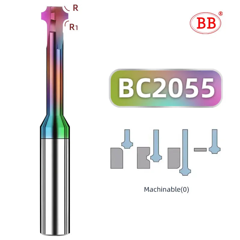 BB Corner Rounding Cutter UP DOWN Cutting Tool Carbide Coated Aluminum Steel R0.2-R3