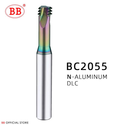 BB Thread Mill Coated Solid Carbide 3 Teeth Miniature ISO UNC UNF Pitch CNC Internal Machining Cutter Tool M3 M4 M5 M6 M8 Tap